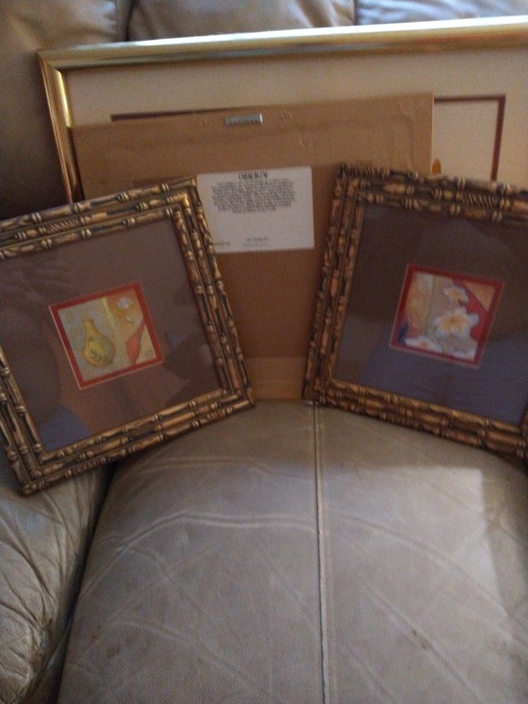 Two 18-in Frames With Flowers And Pottery.