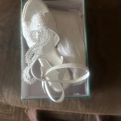 White Lace Wedges, Brand New