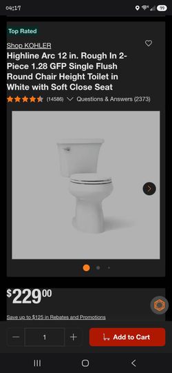 Brand New Kohler Highline Arc round toilet 12 Inch rough-in