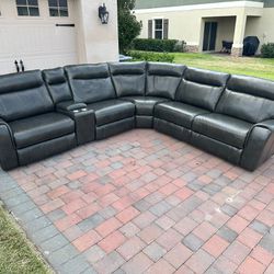 POWER RECLINER DARK GRAY SECTIONAL COUCH FROM HAVERTYS - GREAT CONDITION - DELIVERY AVAILABLE 🚚