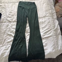 Aerie Forest Green Flare Leggings, Size Large