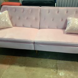 Pink Velvet Memory Foam Futon.