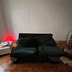 Pull Out Bed/couch With Green Velvet Fabric