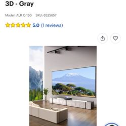 AWOL Vision - ALR C-150 150" Ambient Light Rejection (ALR) Cinematic Fixed Frame Ultra Short Throw (UST) Projector Screen,4K/8K 3D - Gray