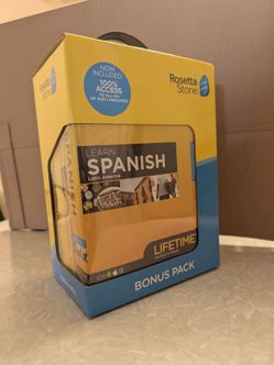 Rosetta Stone Learn Spanish Bonus Pack Bundle| Lifetime Online Access + Grammar Guide + Dictionary Book Set| PC/Mac Keycard