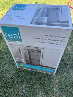 Real Solutions 29 Qt Roll-Out Under Cabinet Trash Bin - New/Open Box