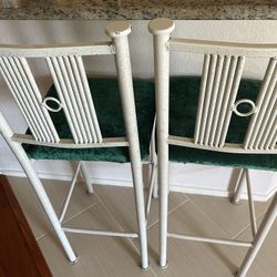 Vintage Green Velvet Stools 