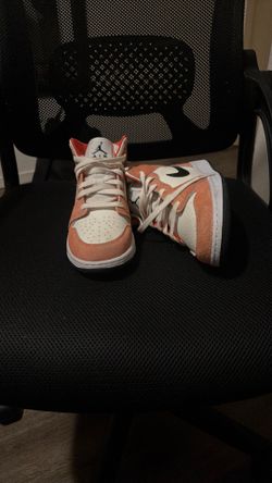 Air Jordan 1 Mid Orange White Sneakers