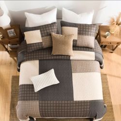 DUOHONG 128x120 California King Bedspreads, 3 Pcs 100% Cotton