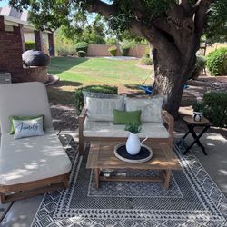 Modern Farmhouse Outdoor Patio Set, Adjustable Lounge Chair and Side Table (NEW)