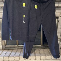 NEW Men’s Tek Gear Ultra Soft Fleece Sweatshirt & Sweatpant (Small)(Gray)