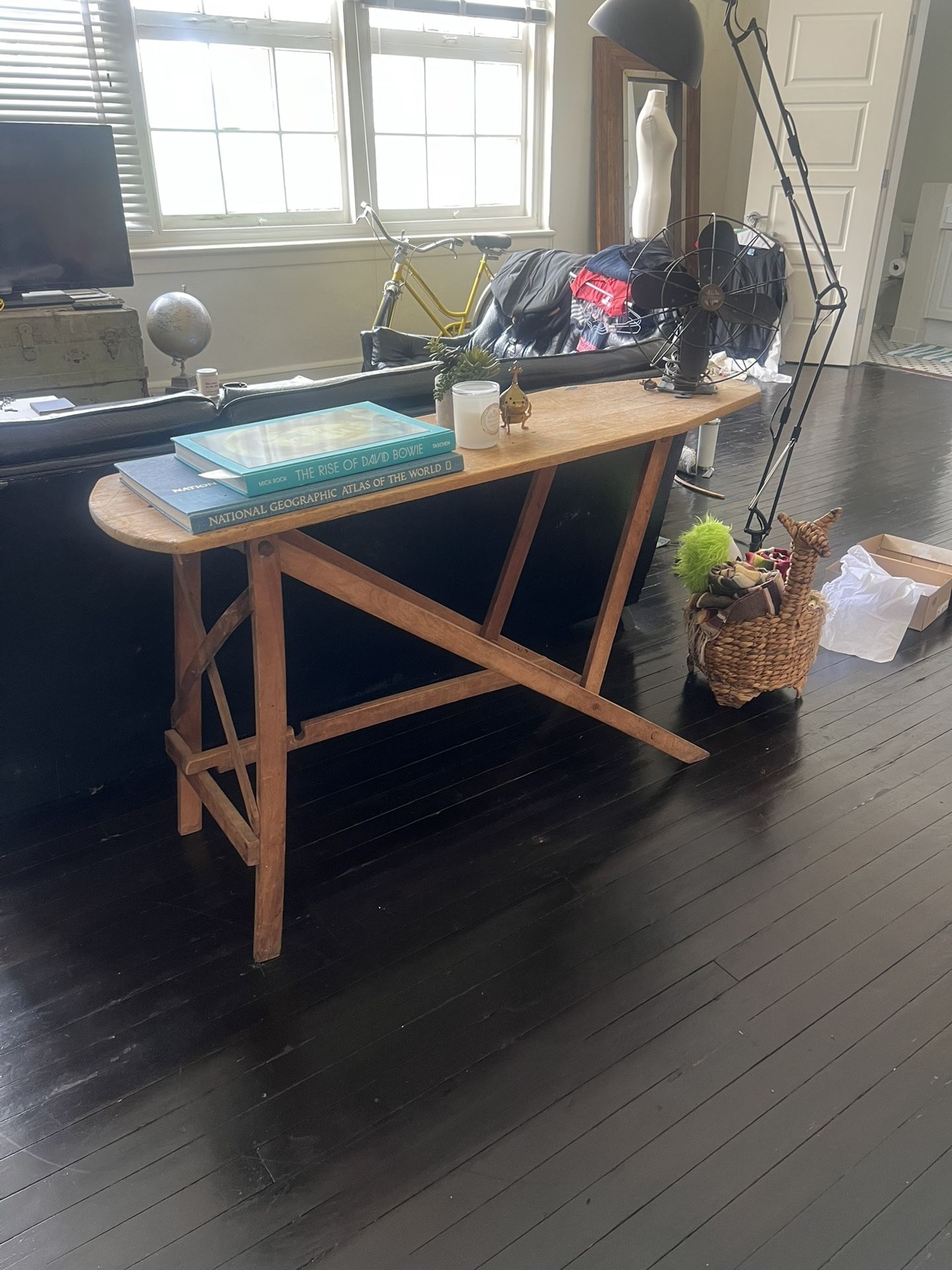 Antique Ironing Board Table Early 1900’s Solid Wood Console Table