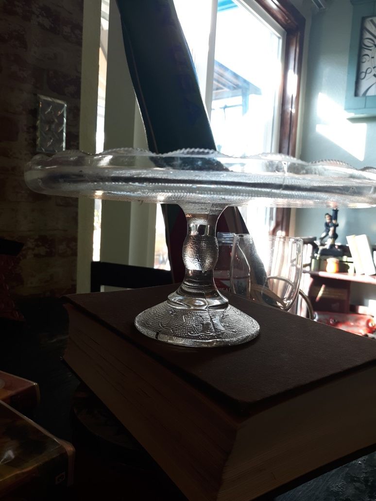 Vintage depression glass cake stand
