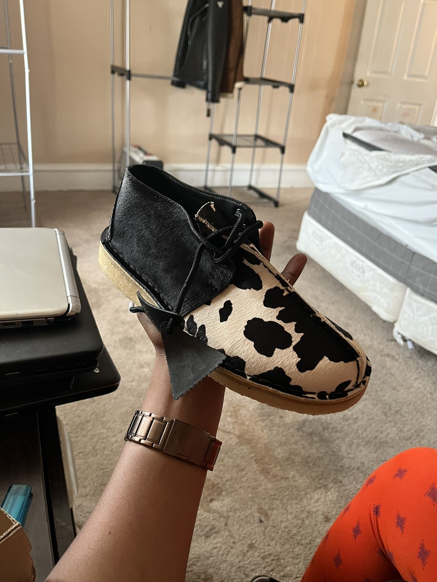 Clarks Desert Trek (Black Cow Print) | Size G11 | Brand New The Cow Print collection. Featuring special edition hair-on  main image 4