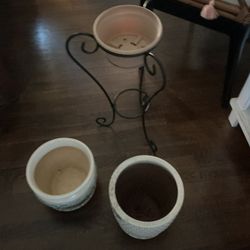 Two Very Strong, Good Quality Vases And A Nice Plants Stand All For $20