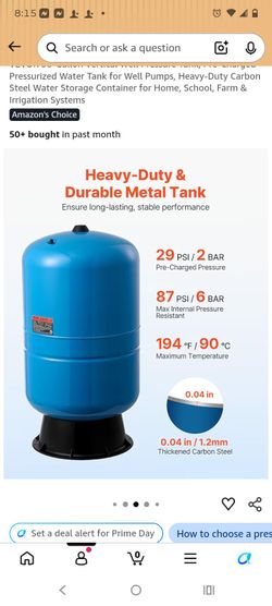 Brand new 30 gallon well water tank