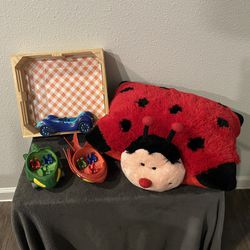 PJ Mask Toys ;  Lady Bug Pillow Buddy ; Melissa& Doug Wooden Storage Crate