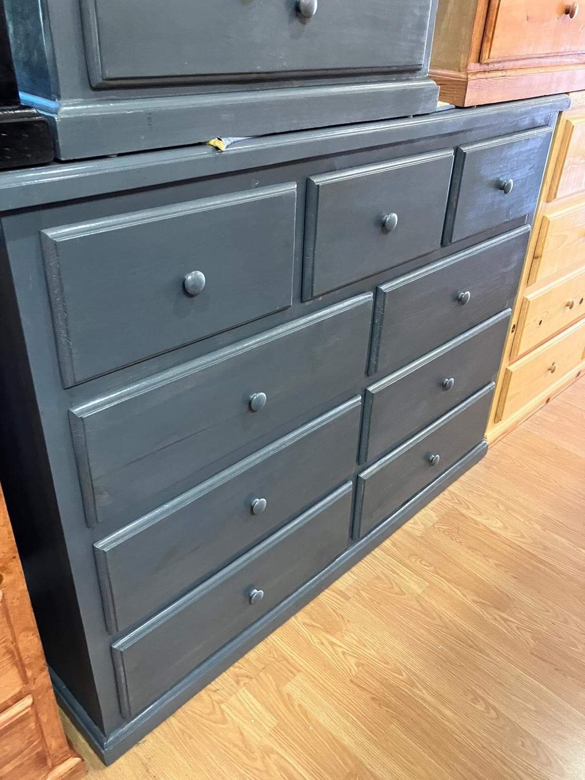 Pinewood Dresser 9 Drawer Grey 