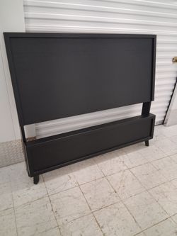 Black Wood Bed Headboard and Footboard  plus dresser