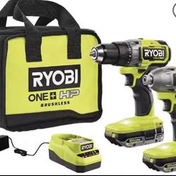 ONE+ HP 18V Brushless Cordless Combo Kit w/ 1/2 in. Drill, 1/4 in. Impact Driver (2) 2.0 Ah Batteries, Charger and Bag