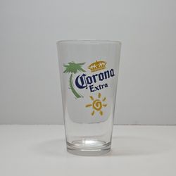 Corona Extra 16 oz Pint Glass Iconic Palm Tree & Sun Design Logo Set of 4