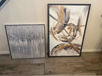 2 Framed Abstract Canvas Wall Art