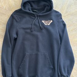 Girls Black Butterfly Hoodie Sweater 