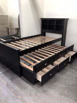 Twin Trundled Bed Frame Solid Wood New In The Box 