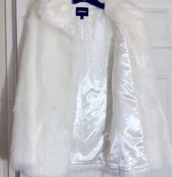 Express XS White Faux Fur Coat
