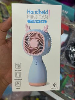Portable Handheld Mini Fan – USB Rechargeable Cute Antler Style (Brand New)