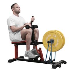 Adjustable Seated Calf Raise Machine - Home Gym Leg Trainer with Band Pegs & Weight Plate Loading  Red)