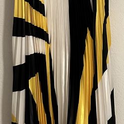Yellow Black & Cream Satin Dress 
