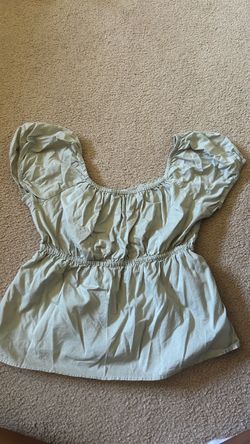 Sage Green Puff Sleeve Crop Top