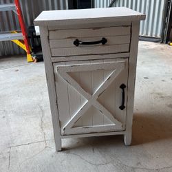 Two White Wood Bedside Tables 