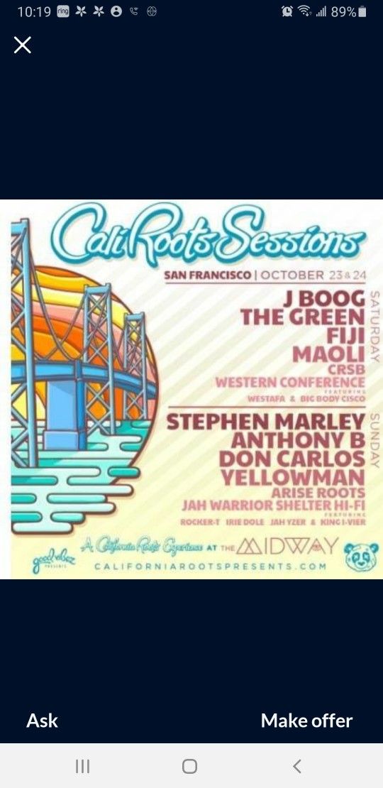 Cali Roots Session Saturday Show 4 Tix