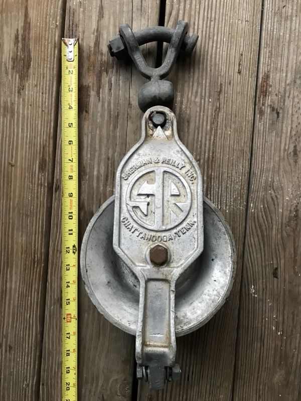 Sherman & Reilly XS-100-B 2500 lb Solid Aluminum Snatch Block Vintage pulley industrial rope or cable