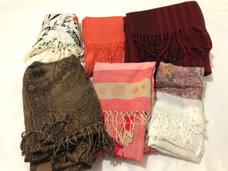 6-Pack Premium Women's Scarf & Pashmina Collection - 100% Cashmere, H&M, Floral