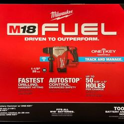 Milwaukee 2915-20 M18 Fuel 1 1/8 SDS Plus Rotary Hammer Drill w One Key NEW