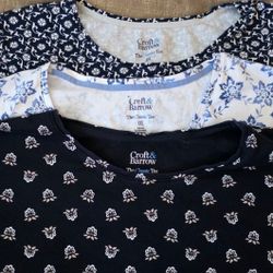 Croft & Barrow Set Of 3, Blue and White Short Sleeve Tees, Size 2XL, 