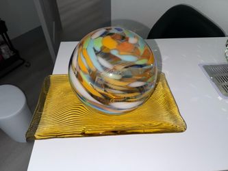 Multicolor Art Glass Sphere Sculpture