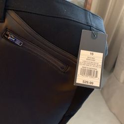 Mossino Stretch black with fake leather fronts pants