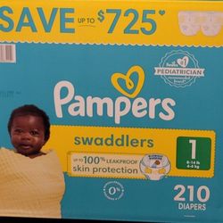 210 Count Pampers Swaddlers SIZE 1