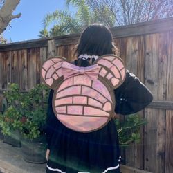 Handmade Pink Concha Mouse Backpack 