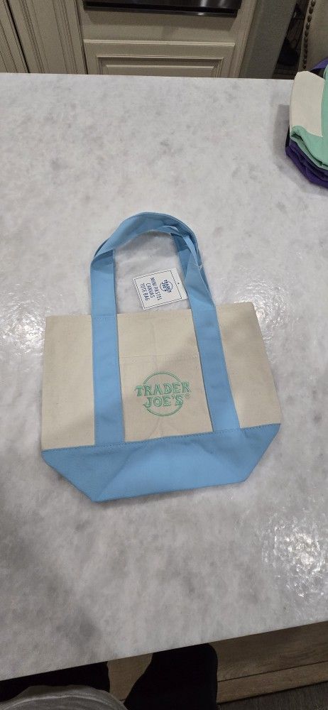 Trader Joe's Mini Tote Bag Pastel Blue $10