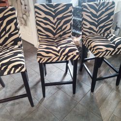 3 Zebra Print Barstools 
