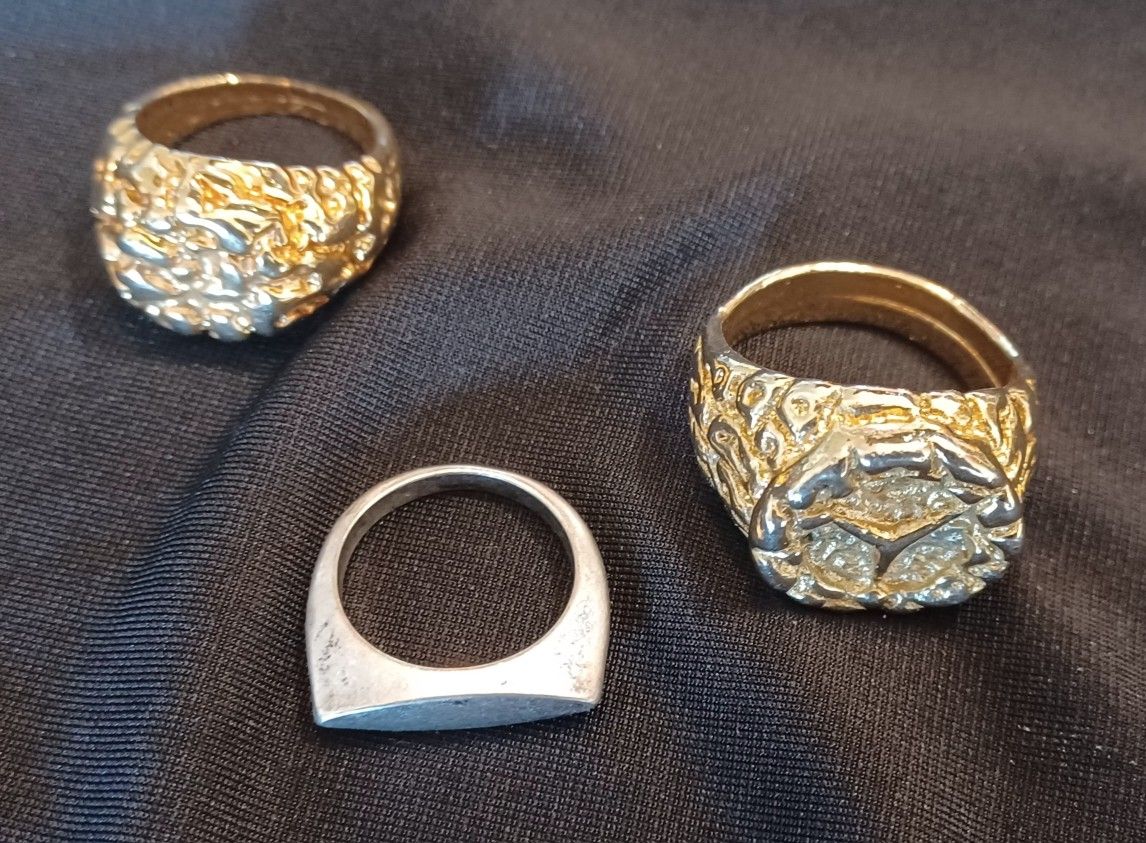 3 Mens Costume Jewelry Rings All For $30