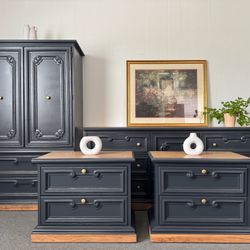 Black and Wood 4-Piece Dresser Set (Delivery Available)