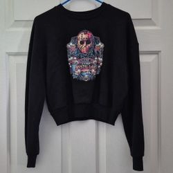 Women's Medium - Friday The 13th Cropped Sweatshirt - Black - Like New!