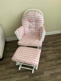 Pink Glider Rocking Chair with Ottoman