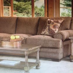 Brand New Three Galion Posts Brown Right Arm Sofa